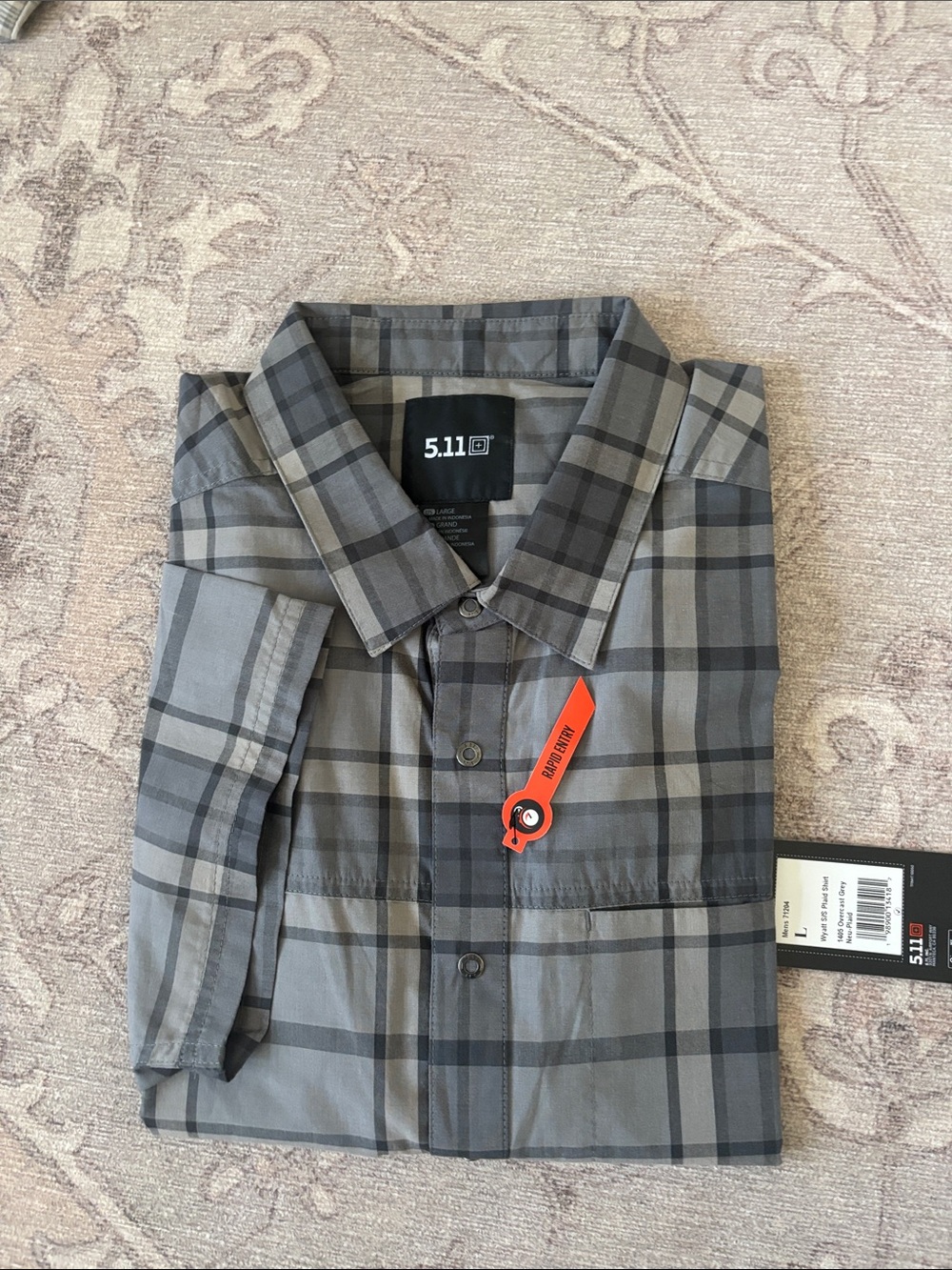 5.11 Tactical Men’s Gray Plaid Button-Down Shirt
